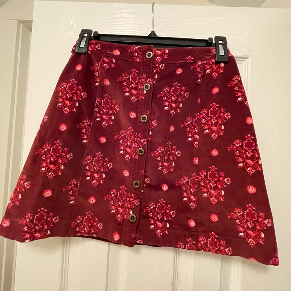 Hollister Burgundy Floral Mini Skirt